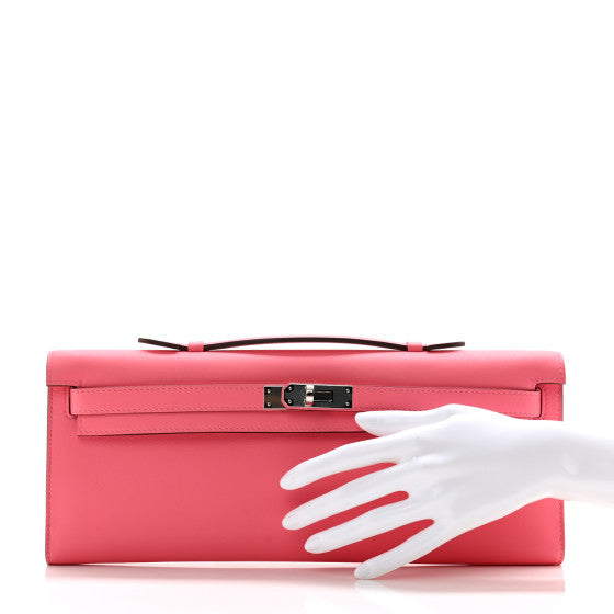 HERMES Swift Kelly Cut Clutch Pochette Rose Azalee