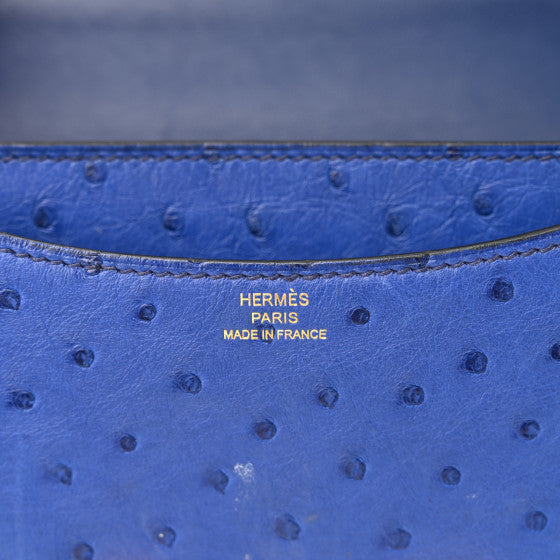 HERMES Ostrich Constance 18 Bleu Saphir