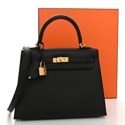 HERMES Epsom Kelly Sellier 25 Black