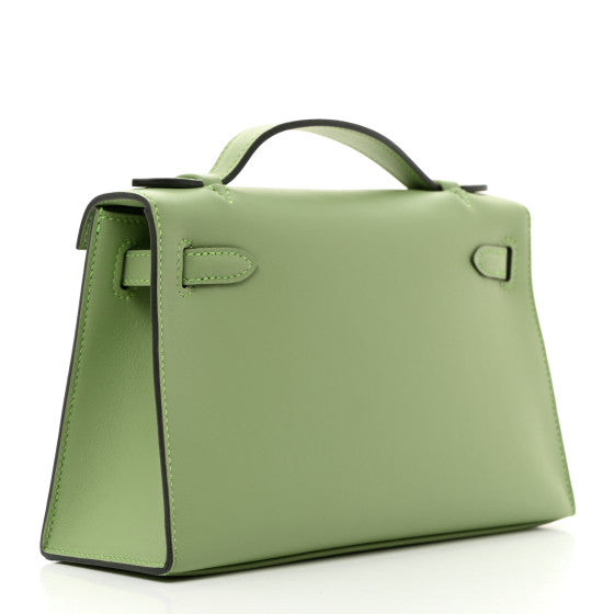 HERMES Swift Kelly Pochette Clutch Vert Criquet