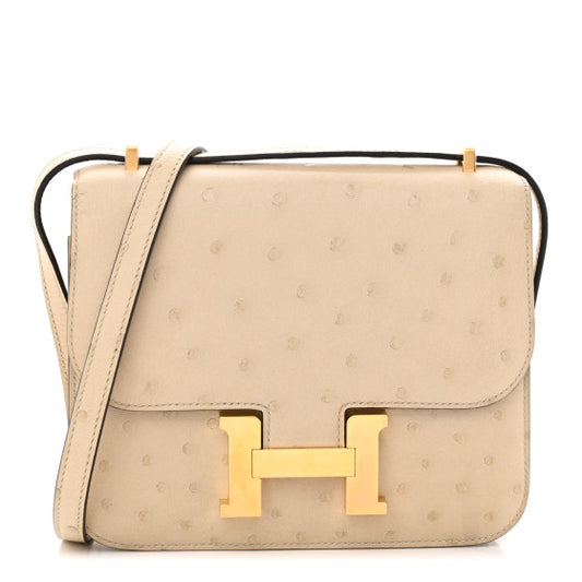 HERMES Ostrich Constance 18 Parchemin