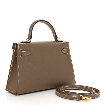 HERMES Epsom Mini Kelly Sellier 20 Etoupe