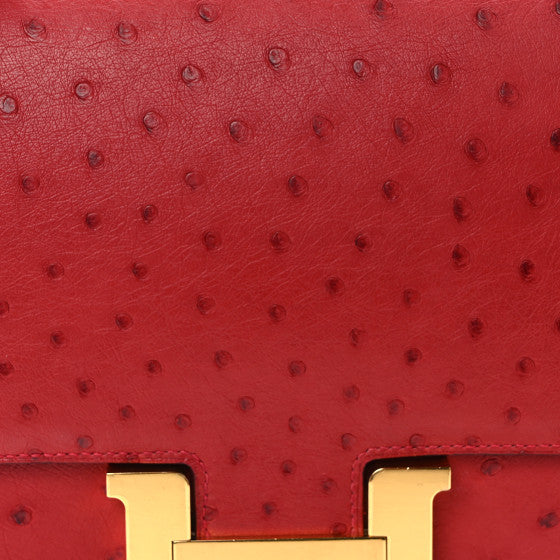 HERMES Ostrich Constance 24 Rouge Vif