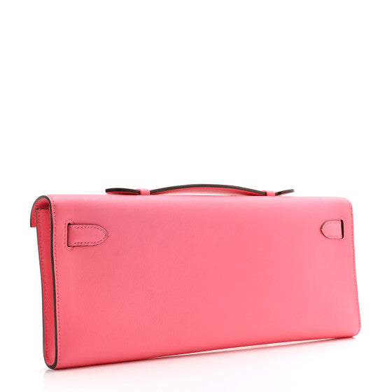 HERMES Swift Kelly Cut Clutch Pochette Rose Azalee