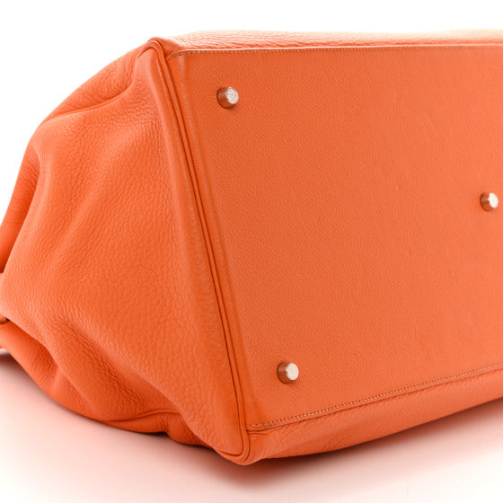 HERMES Taurillon Clemence Voyage Kelly 50 Orange