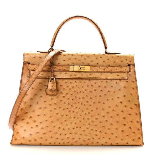 HERMES Ostrich Kelly Sellier 35 Gold