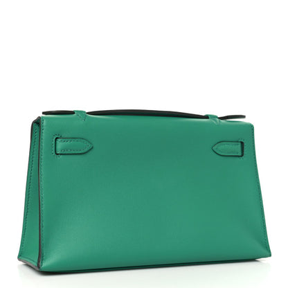 HERMES Swift Kelly Pochette Clutch Vert Vertigo