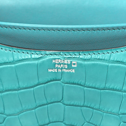 HERMES Matte Alligator Constance 18 Bleu Paon