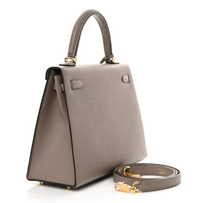 HERMES Epsom Kelly Sellier 25 Gris Asphalte