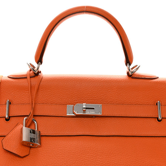 HERMES Taurillon Clemence Voyage Kelly 50 Orange