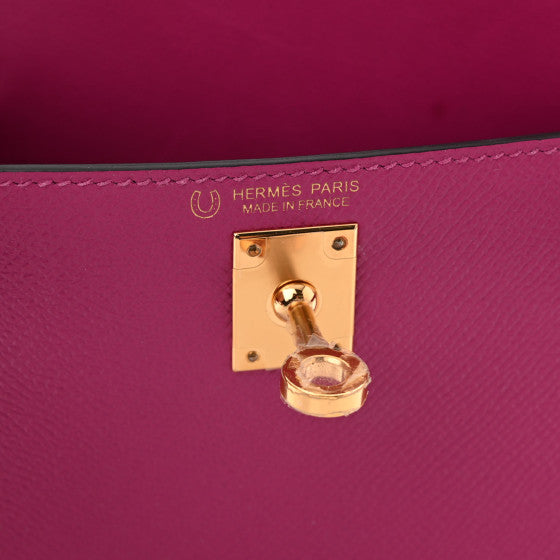 HERMES Epsom Horseshoe Mini Kelly Sellier 20 Rose Pourpre