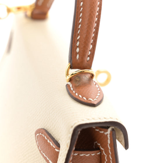 HERMES Epsom Horseshoe Mini Kelly Sellier 20 Craie Gold