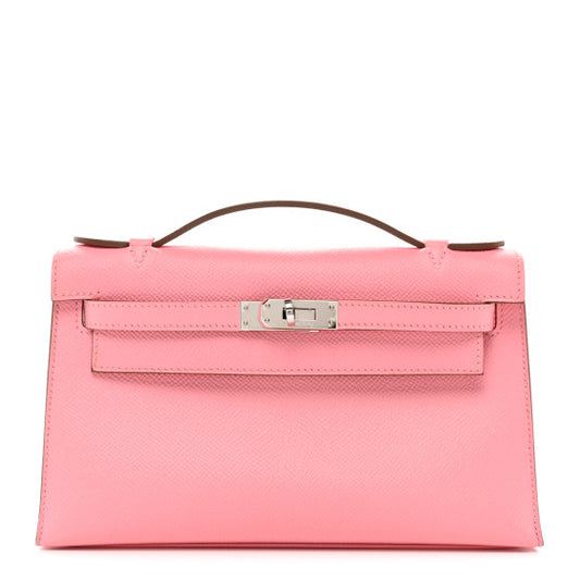 HERMES Epsom Kelly Pochette Clutch Rose Confetti