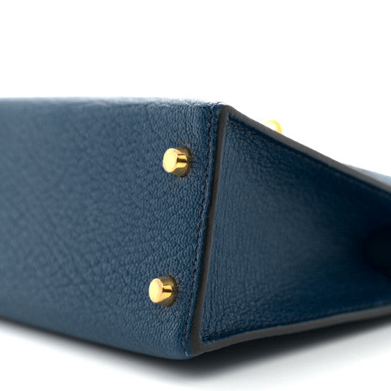 HERMES Chevre Mysore Mini Kelly Sellier 20 Bleu Saphir