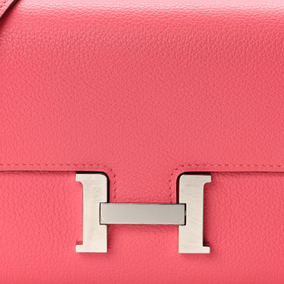 HERMES Evercolor Constance Wallet To Go Rose Azalee