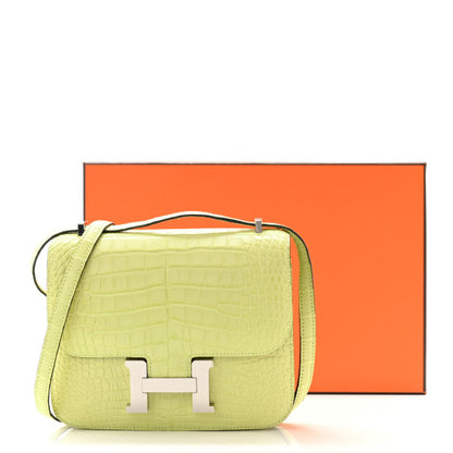 HERMES Matte Alligator Constance 18 Jaune Bourgeon