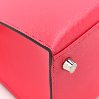 HERMES Madame Calfskin Kelly Sellier 25 Rose Extreme Rouge Piment