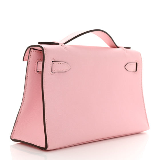 HERMES Swift Kelly Pochette Clutch Rose Sakura