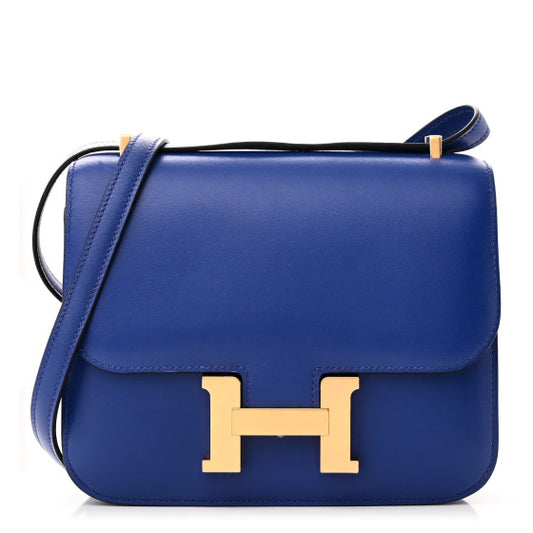 HERMES Tadelakt Constance 18 Bleu Electrique