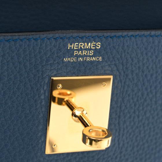 HERMES Togo Kelly Retourne 32 Bleu Saphir