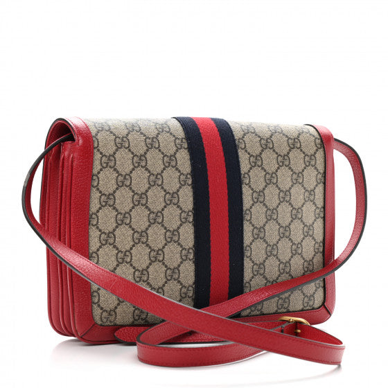 GUCCI GG Supreme Monogram Medium Queen Margaret Shoulder Bag Red