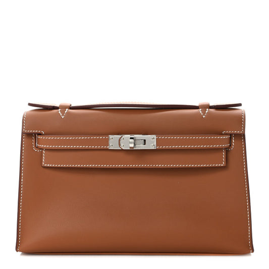 HERMES Swift Kelly Pochette Clutch Gold