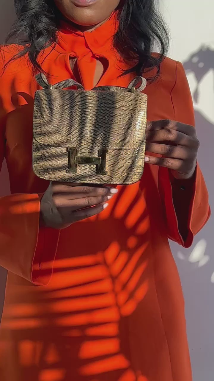 Hermès Mini Constance 18 Ombre Lizard Palladium Hardware