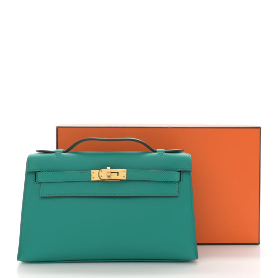 HERMES Swift Kelly Pochette Clutch Vert Verone