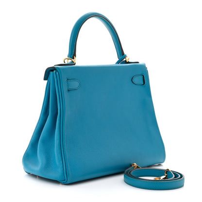 HERMES Evercolor Kelly Retourne 28 Bleu Zanzibar