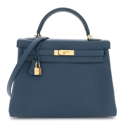 HERMES Togo Kelly Retourne 32 Bleu Saphir