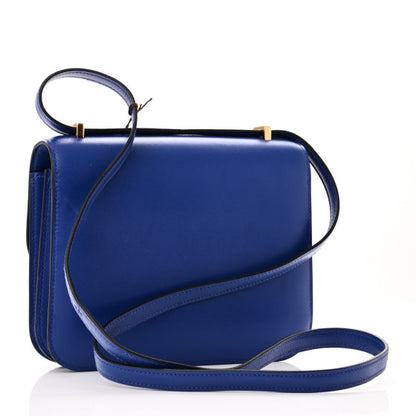 HERMES Tadelakt Constance 18 Bleu Electrique