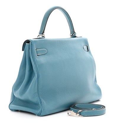 HERMES Taurillon Clemence Kelly Retourne 32 Blue Jean