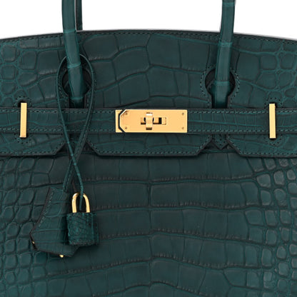 HERMES Matte Alligator Birkin 30 Vert Cypress