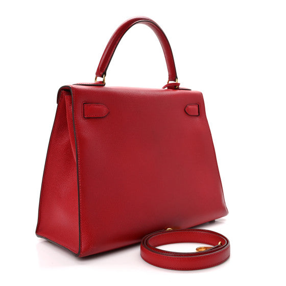 HERMES Courchevel Kelly Sellier 28 Rouge Vif