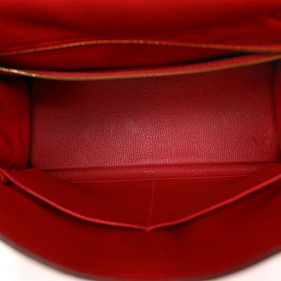 HERMES Togo Kelly Retourne 28 Rouge Casaque