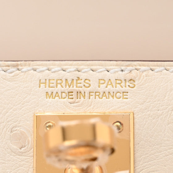 HERMES Ostrich Kelly Sellier Mini 20 Nata