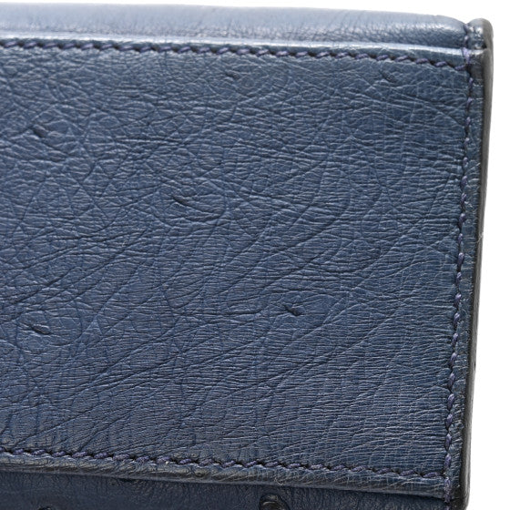 HERMES Ostrich Kelly Pochette Clutch  Bleu Roi