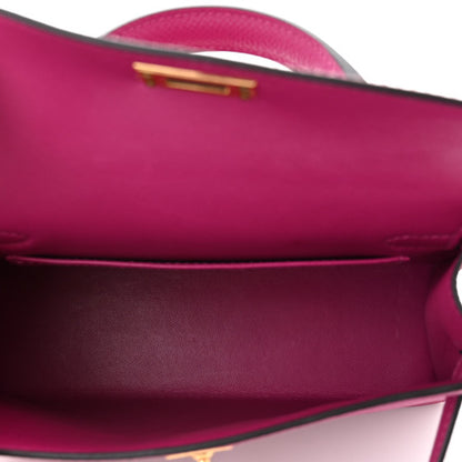 HERMES Epsom Horseshoe Mini Kelly Sellier 20 Rose Pourpre