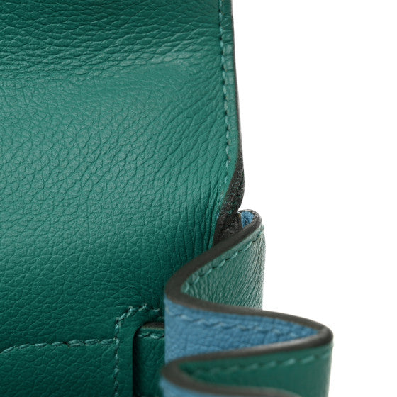 HERMES Evercolor Verso Kelly Retourne 28 Vert Verone Bleu Du Nord