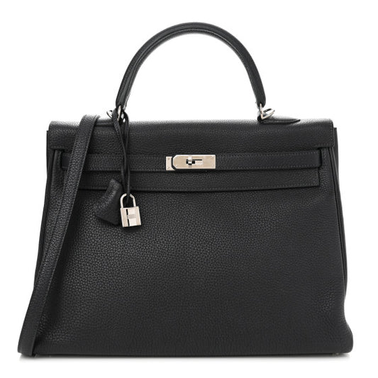 HERMES Togo Kelly Retourne 35 Bleu Indigo