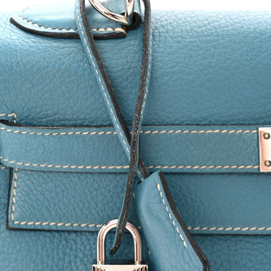 HERMES Taurillon Clemence Kelly Retourne 32 Blue Jean