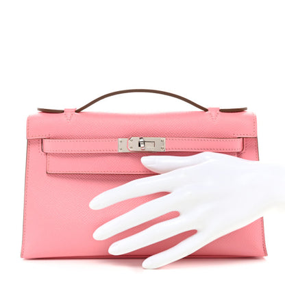 HERMES Epsom Kelly Pochette Clutch Rose Confetti