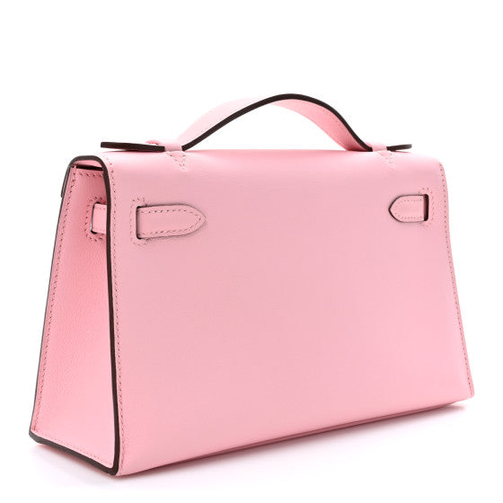 HERMES Swift Kelly Pochette Clutch Rose Sakura