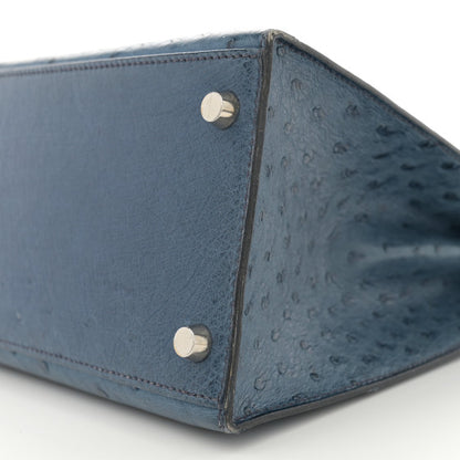 HERMES Ostrich Kelly Sellier 28 Bleu Roi