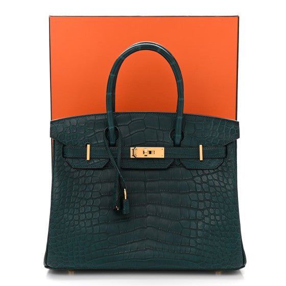 HERMES Matte Alligator Birkin 30 Vert Cypress