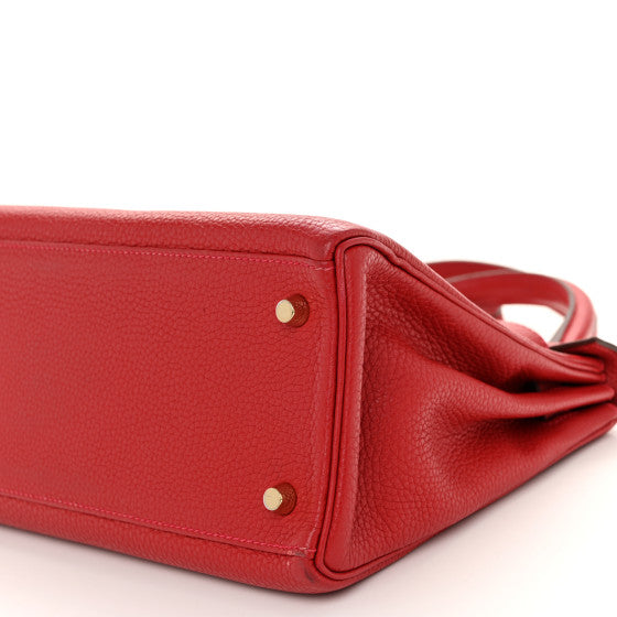 HERMES Togo Kelly Retourne 28 Rouge Casaque