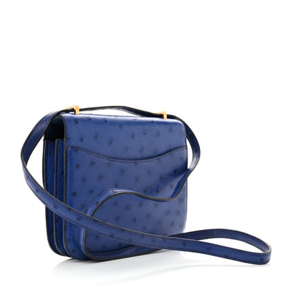 HERMES Ostrich Constance 18 Bleu Saphir