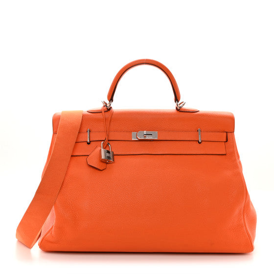 HERMES Taurillon Clemence Voyage Kelly 50 Orange