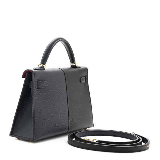 HERMES Epsom Casaque Mini Kelly Sellier 20 Black Bleu Indigo Rouge Grenat