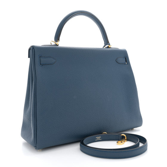 HERMES Togo Kelly Retourne 32 Bleu Saphir